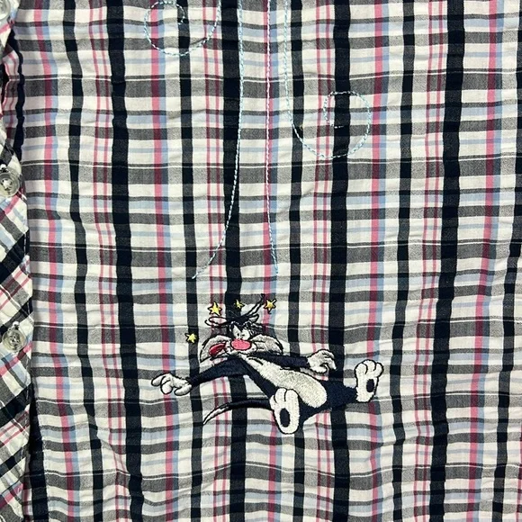 Vintage Looney Tunes Tweety Bird and Sylvester Embroidered Sleeveless Shirt - Picture 4 of 5